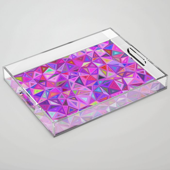 Pink Triangles Pattern Design Acrylic Tray