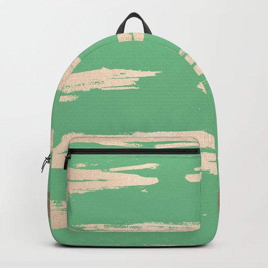Abstract Paint Stripes Gold Tropical Green Backpack