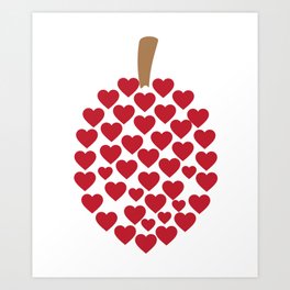 Durian Hearts Art Print | Graphicdesign, Asia, Durian, Durianfruit, Stinkyfruit, Fruit, Vegan, Gift, Heart, Fruits 