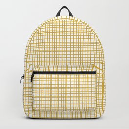 Fine Weave Retro Modern Mid-Century Pattern in Mustard Yellow and White Backpack
