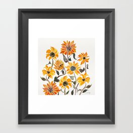 Sunflower Watercolor – Yellow & Black Palette Framed Art Print