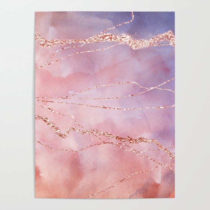 Blush and Purple Sky with Rose gold flashes Poster