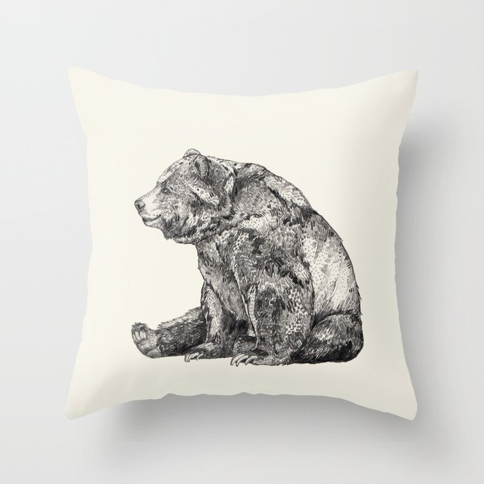 Bear // Graphite Throw Pillow