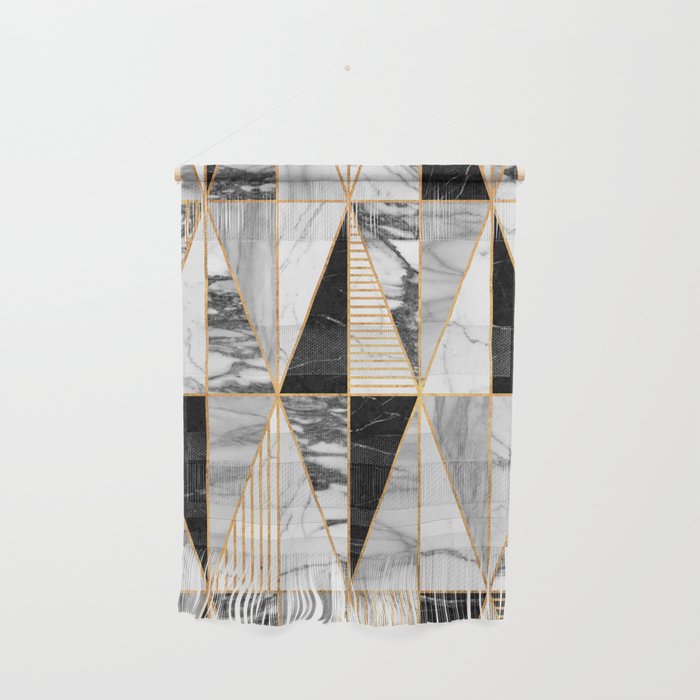 Marble Triangles - Black and White Wall Hanging