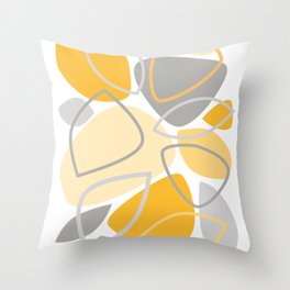 Mid Century Modern Abstract 23 Grey, Yellow Throw Pillow