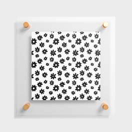 Daisy Pattern (black and white) Floating Acrylic Print