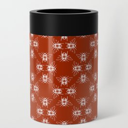 Nature Honey Bees Bumble Bee Pattern Red White Can Cooler