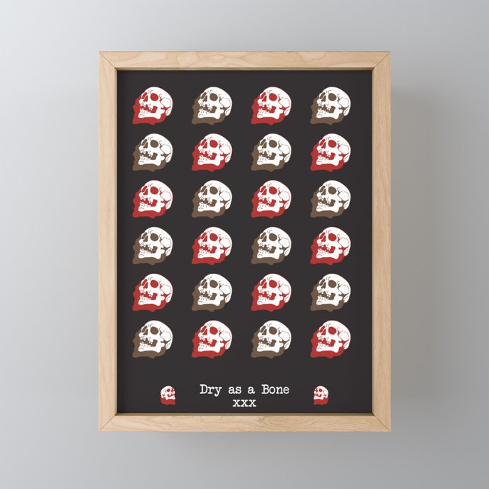 Retro Skull Bone Art Pattern Framed Mini Art Print