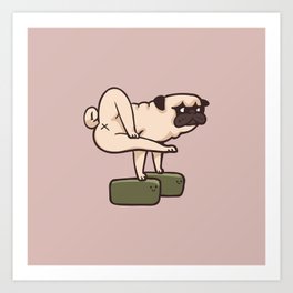 Pug Yoga Block Art Print