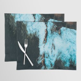 Blue white waves under cliff Placemat