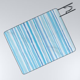 Blue Organic vertical lines and stripes pattern. Doodle digital illustration background. Picnic Blanket