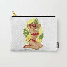 Tropical mood | Pinup girl with pineapples and bananas on background Carry-All Pouch
