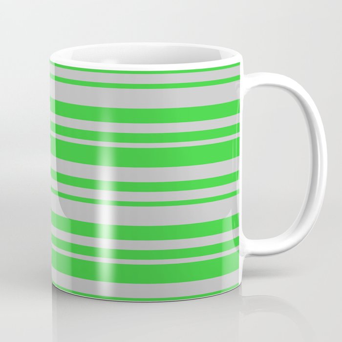 Lime Green & Grey Colored Lined/Striped Pattern Coffee Mug