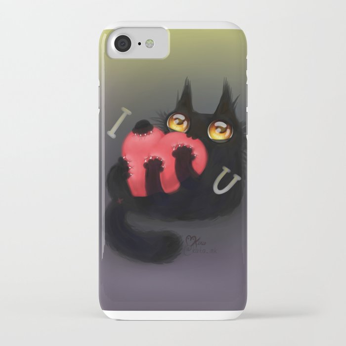 Cat with heart iPhone Case