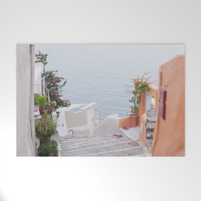 Dreamy Santorini Oia #2 #wall #art #society6 Welcome Mat