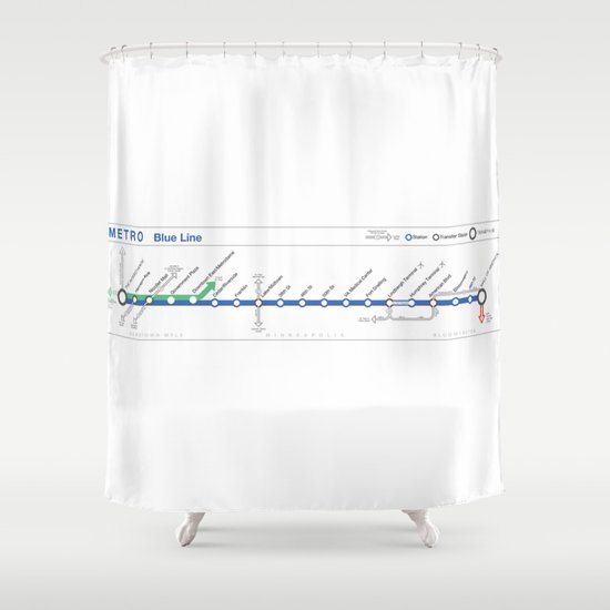 Twin Cities METRO Blue Line Map Shower Curtain