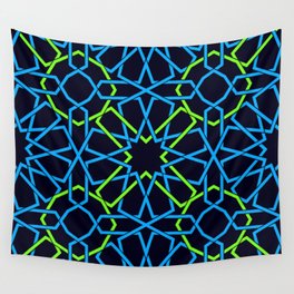 Blue & Yellow Color Arab Square Pattern Wall Tapestry