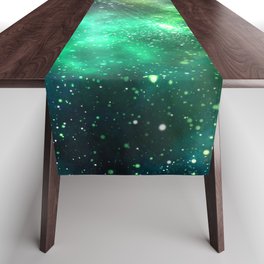 Abstract Nebula #4: Green, Light ray Table Runner