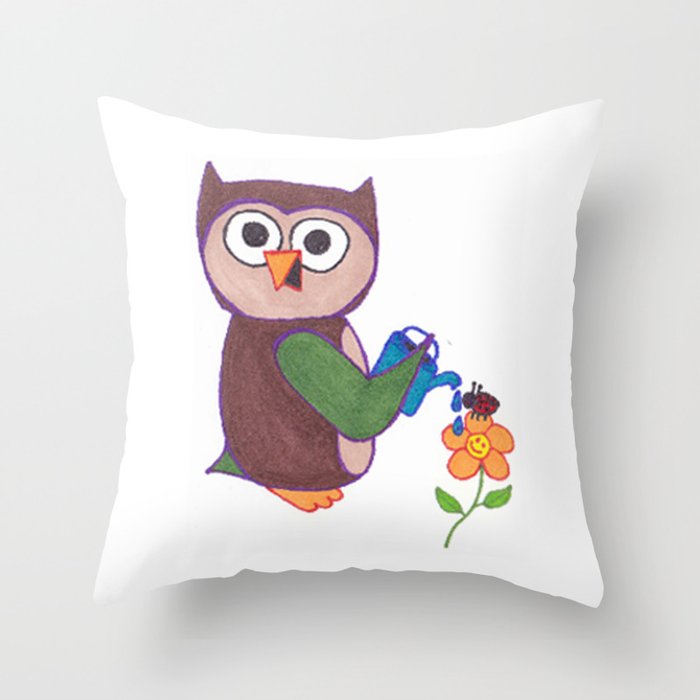 Cartoon Owl Throw Pillow