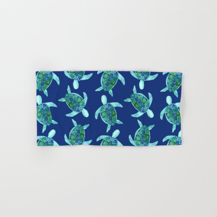 Save the Sea Turtles |Watercolor Blue Green| Renee Davis Hand & Bath Towel