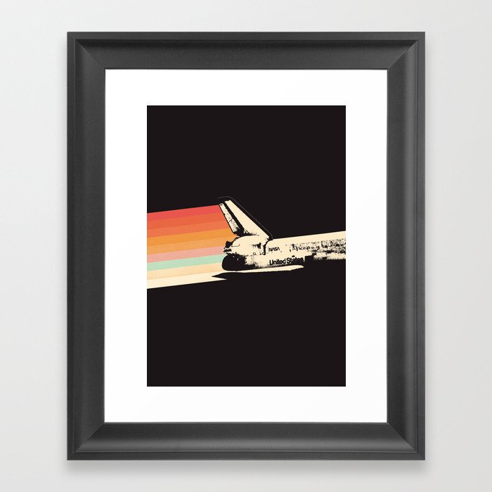 Spaceship - Rainbow Framed Art Print