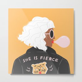 She Is Fierce Metal Print | Curated, Feminist, Inspiring, Quirky, Female, Charlyclements, Trendy, Digital, Fierce, Strongfemale 