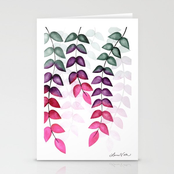 Pink Leaves Stationery Cards