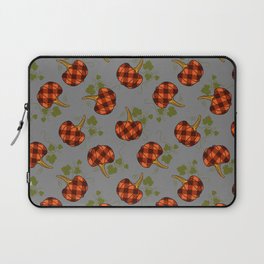 Plaid Pumpkin Pattern on Grey Background Laptop Sleeve