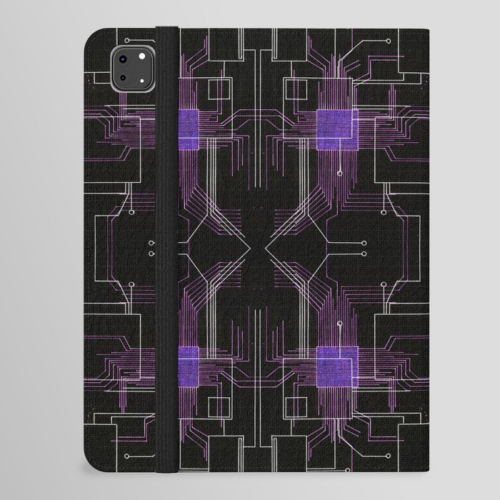 Circuit board purple repeat iPad Folio Case