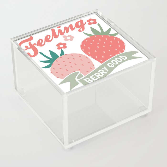 Feeling berry good retro strawberries Acrylic Box