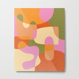 Bright Color Block Shapes Metal Print | Pastel, Wavy, Graphicdesign, Contrast, Red, Abstract, Modern, Green, Shapes, Orange 