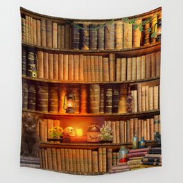 Cozy Apothecary Book Nook Wall Tapestry