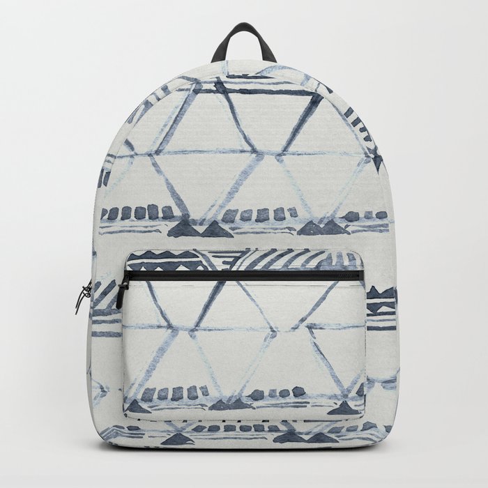 Simply Tribal Shibori in Indigo Blue on Lunar Gray Backpack