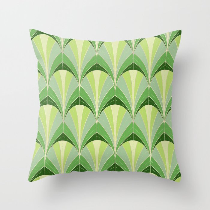 Art Deco Waterfalls // Emerald City Throw Pillow