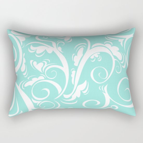 Floral Tiffany Blue Rectangular Pillow