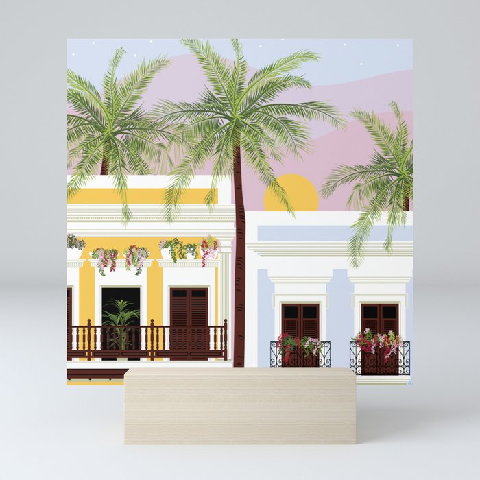 Puerto Rico Houses in the Sunset Mini Art Print