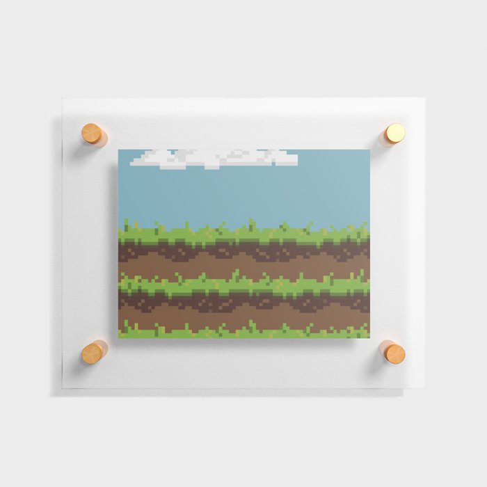 Pixel Grass Plains Platformer Floating Acrylic Print