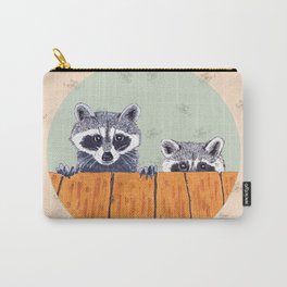 Peeking Raccoons #3 Beige Pallet Carry-All Pouch