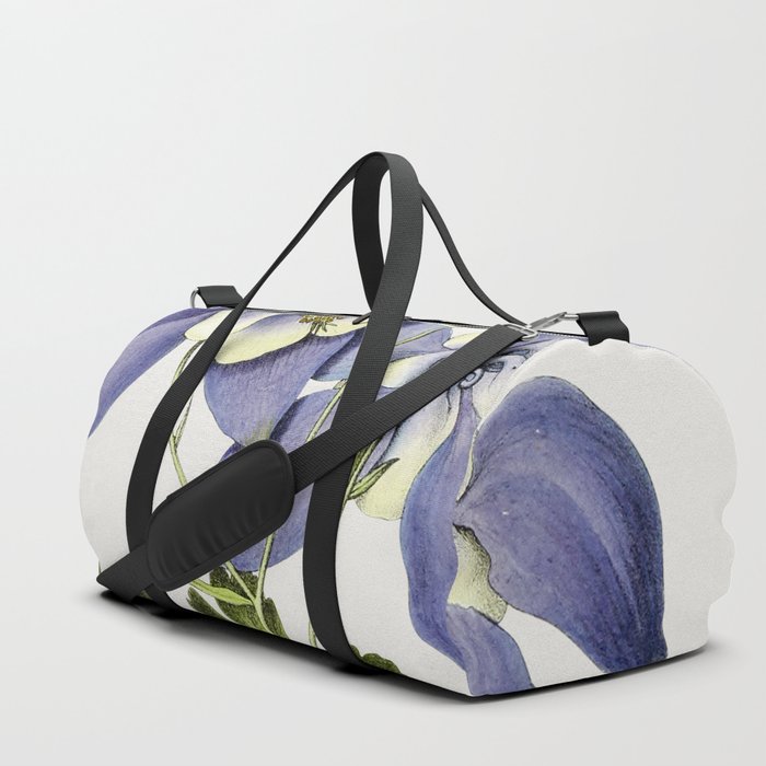 Blue Columbine Flower Duffle Bag