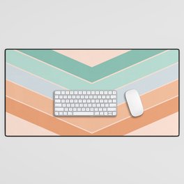 V - Mint Minimalistic Colorful Retro Stripe Art Pattern Desk Mat