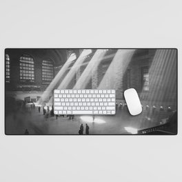 New York Grand Central Train Station Terminal Black and White Photography Print Desk Mat