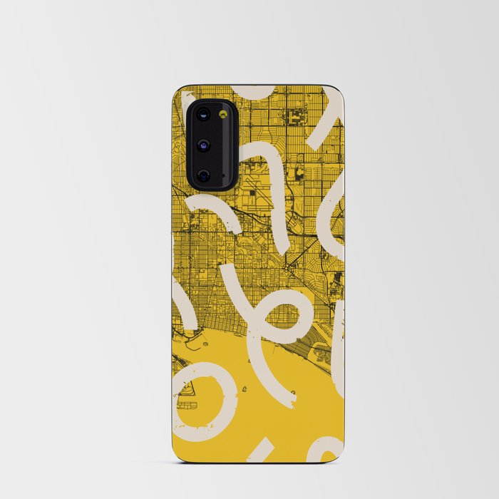 USA Long Beach Map - Yellow Collage Android Card Case