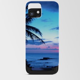 Tropical Island Beach Ocean Pink Blue Sunset Photo iPhone Card Case