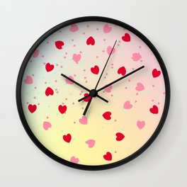 Beautiful Hearts Pattern In Red Pink & Yellow Wall Clock