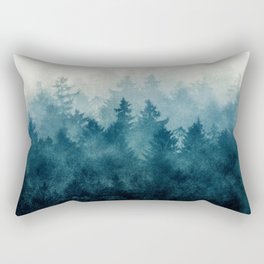 The Heart Of My Heart // So Far From Home Of A Misty Foggy Wild Forest Covered In Blue Magic Fog Rectangular Pillow