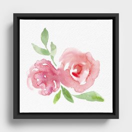 Pink Rose Watercolor Framed Canvas