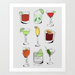 Variety of Cocktails Art Print