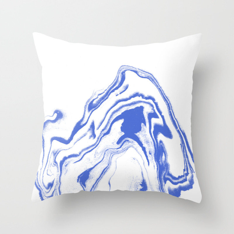 Rushi Spilled Ink Watercolor Abstract Painting Marble Blue White