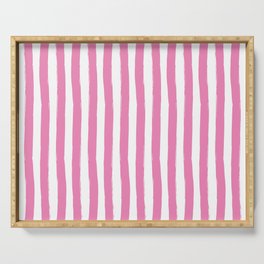 Pink and White Cabana Stripes Palm Beach Preppy Serving Tray