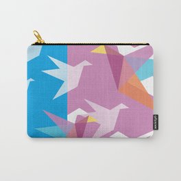 Pastel Paper Cranes Carry-All Pouch | Fly, Blue, Graphicdesign, Bird, Cranes, Crane, Animal, Nature, Pink, Flight 